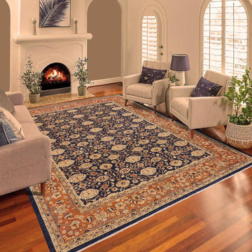 handmade Transitional Kafkaz Chobi Ziegler Blue Dull Orange Hand Knotted RECTANGLE 100% WOOL area rug 9 x 12
